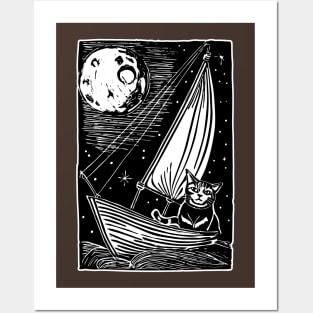 Sailing cat Posters and Art
